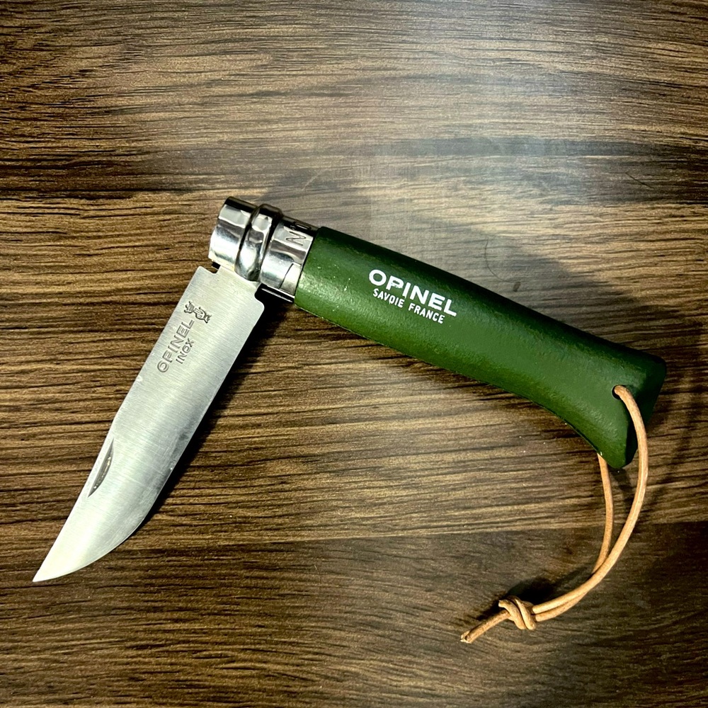 Green Opinel French Knife with 3 inch blade
